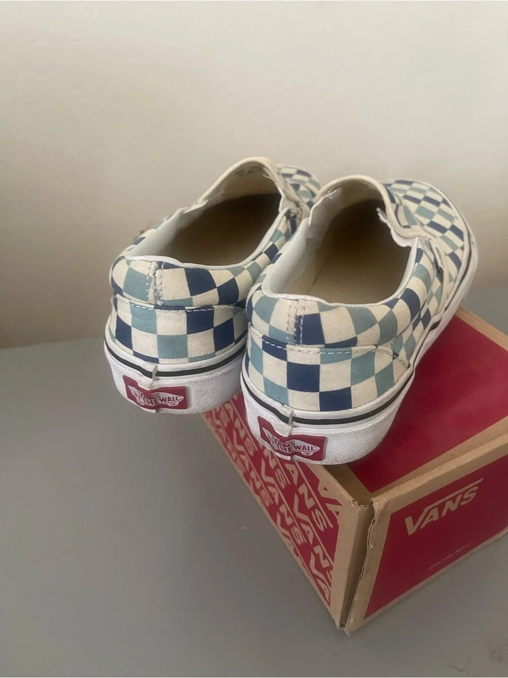 Vans Kids Checkerboard Slip-On Sneakers - Navy & Light Teal